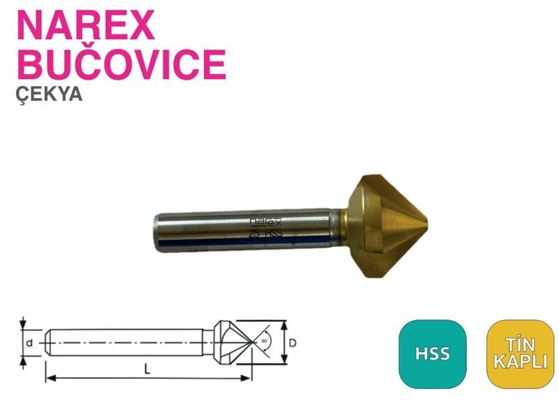 Narex 90° Havşa Freze TIN Kaplı Q35,0