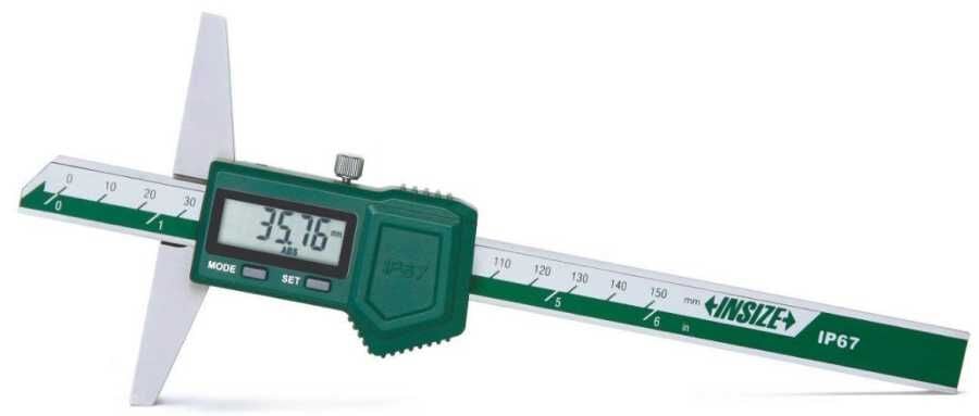 Su Geçirmez Dijital Derinlik Kumpası, Taban Uzunluğu 100mm 0-150mm/0-6'' 0.01mm/0.0005''