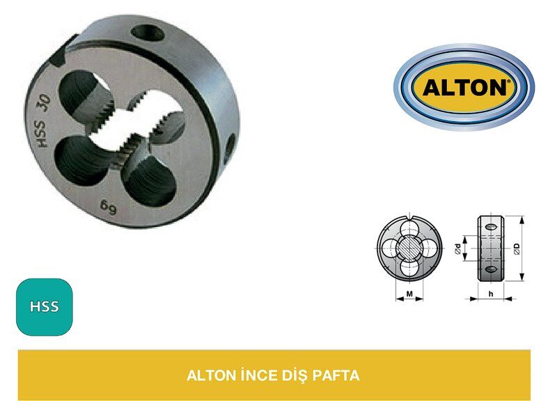 Alton İnce Diş Pafta - M10X1